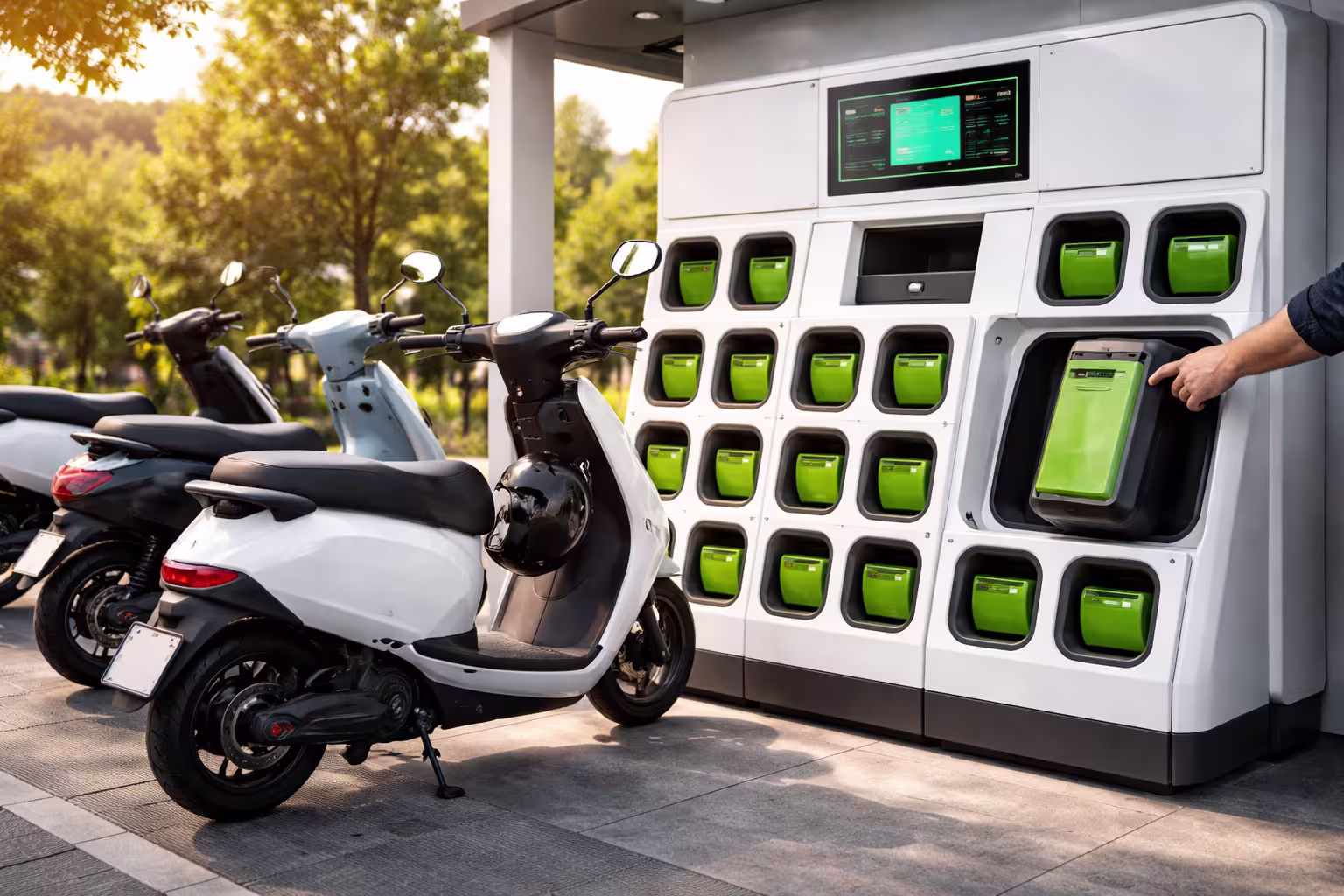 Scooter elétrica carregando