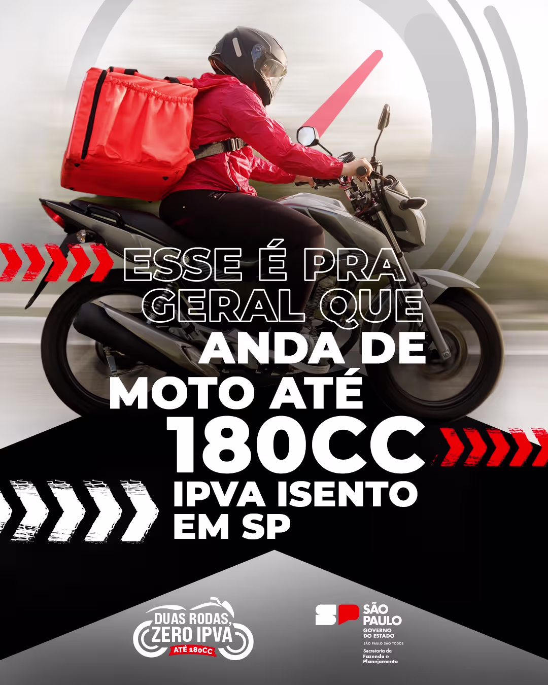 Arte oficial da campanha Duas Rodas Zero IPVA