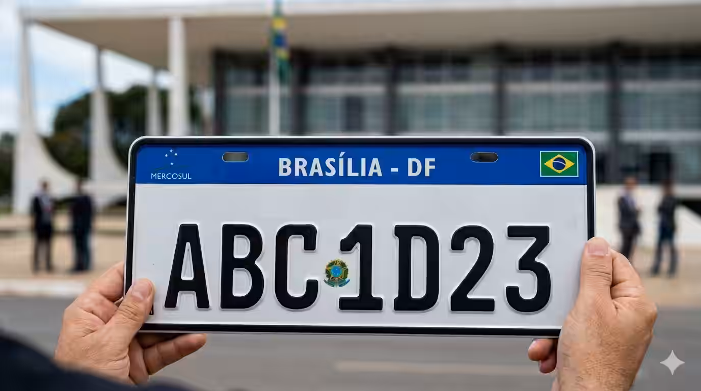 Placa Mercosul padrão Brasília DF