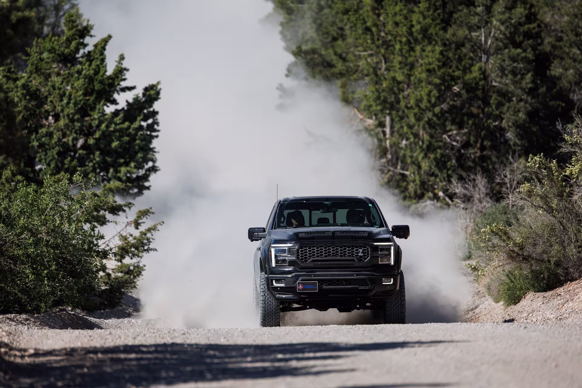 Detalhe da roda Shelby Raptor Flow de 18 polegadas com pneu off-road de 37 polegadas