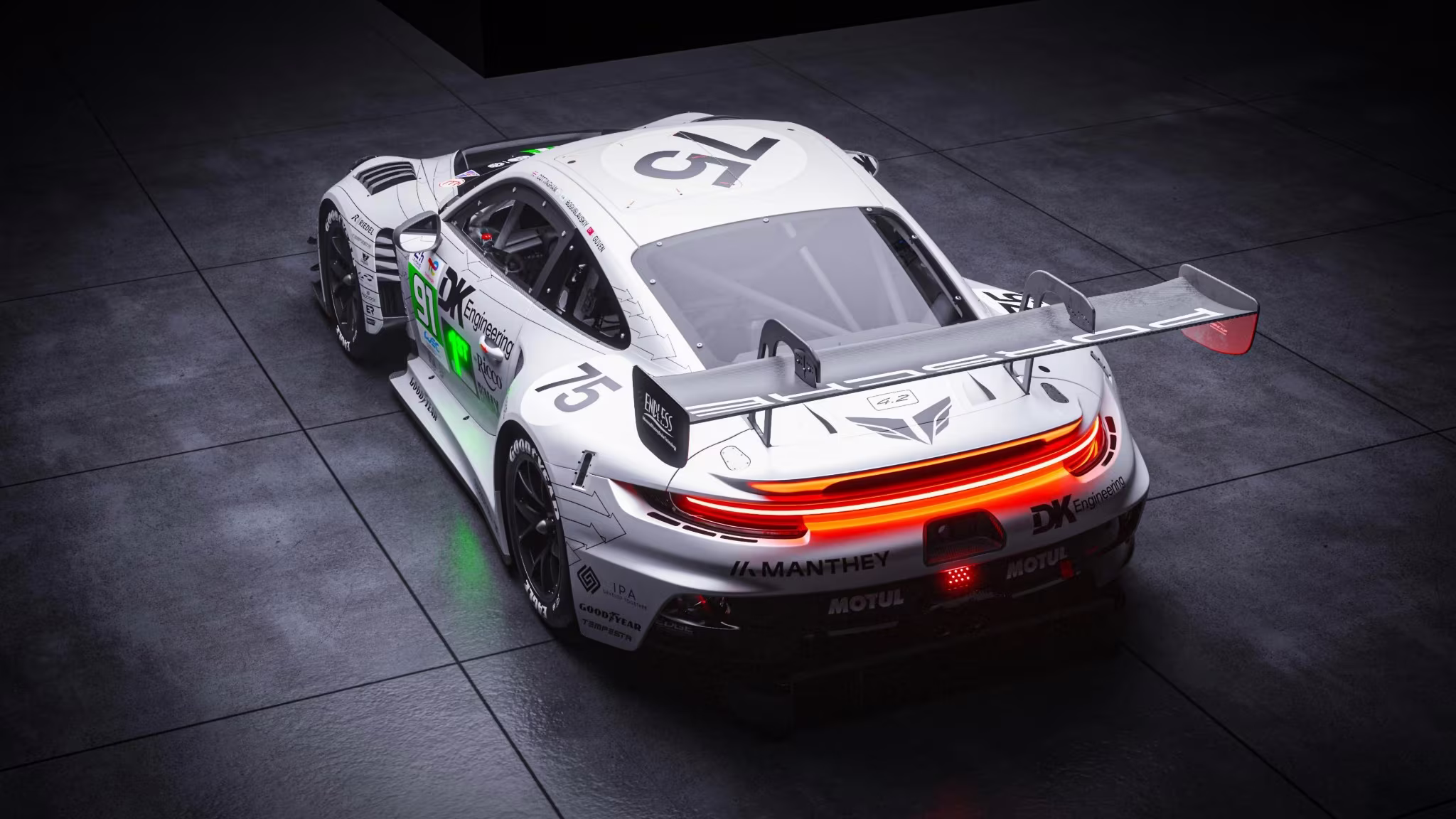 Porsche 911 GT3 R número 91 da Manthey DK Engineering em imagem oficial para Le Mans 2026